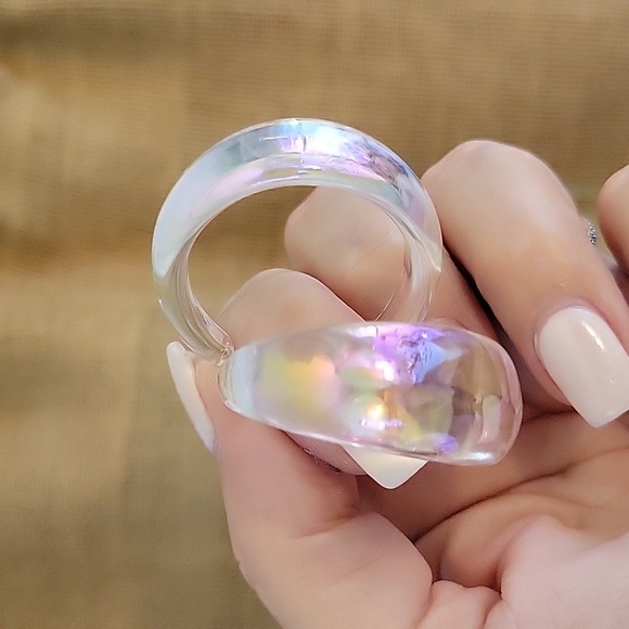 Holograph Bubble Hoop Earrings - Picture 3 of 9